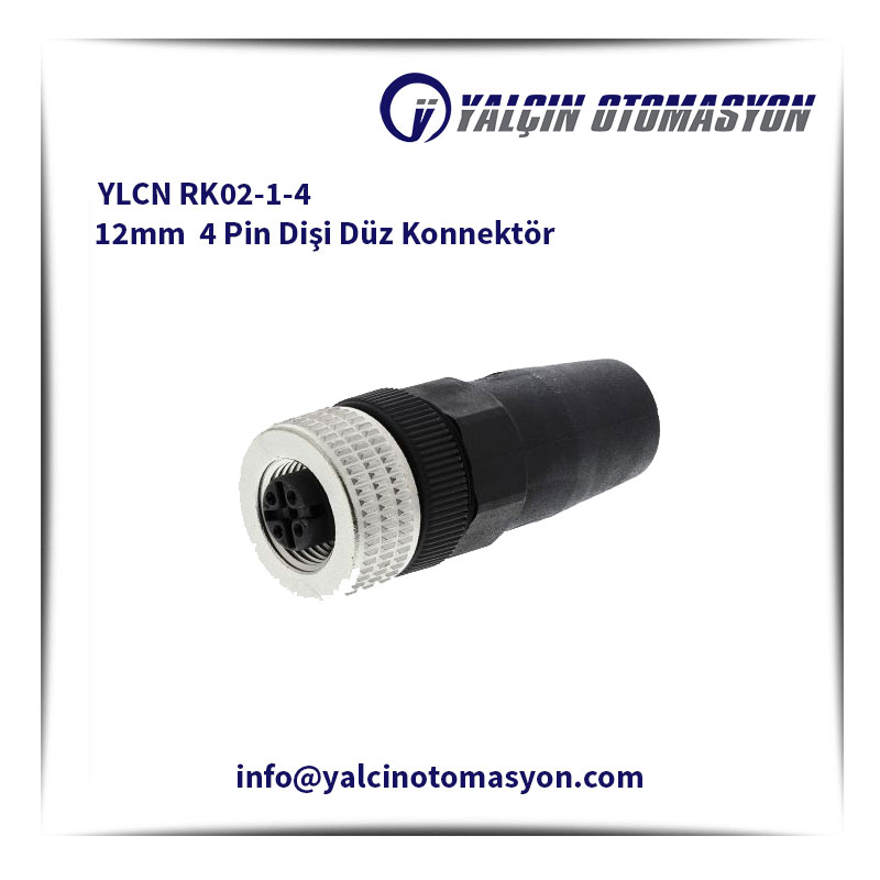 YLCN RK02-1-4 12mm 4 Pin Dişi Düz Konnektör