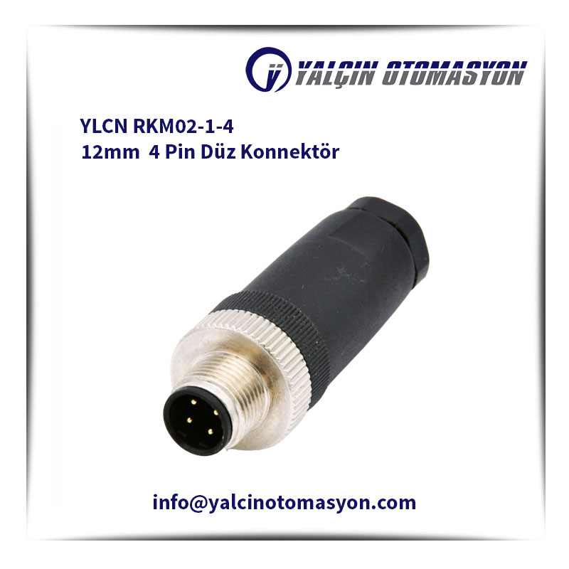 YLCN RKM02-1-4 12mm 4 Pin Düz Konnektör