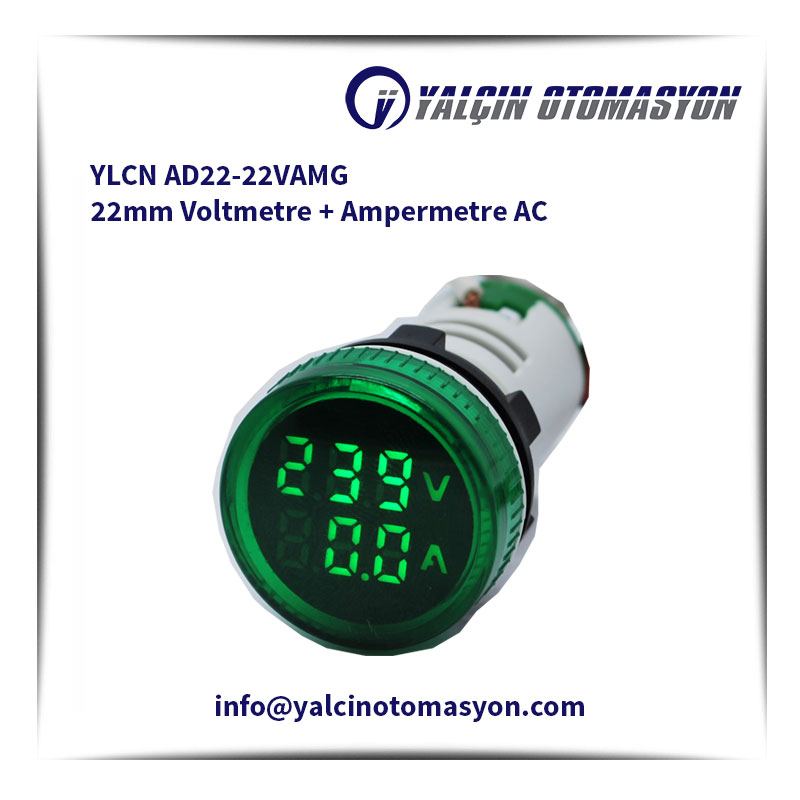 YLCN AD22-22VAMG 22mm Voltmetre + Ampermetre AC
