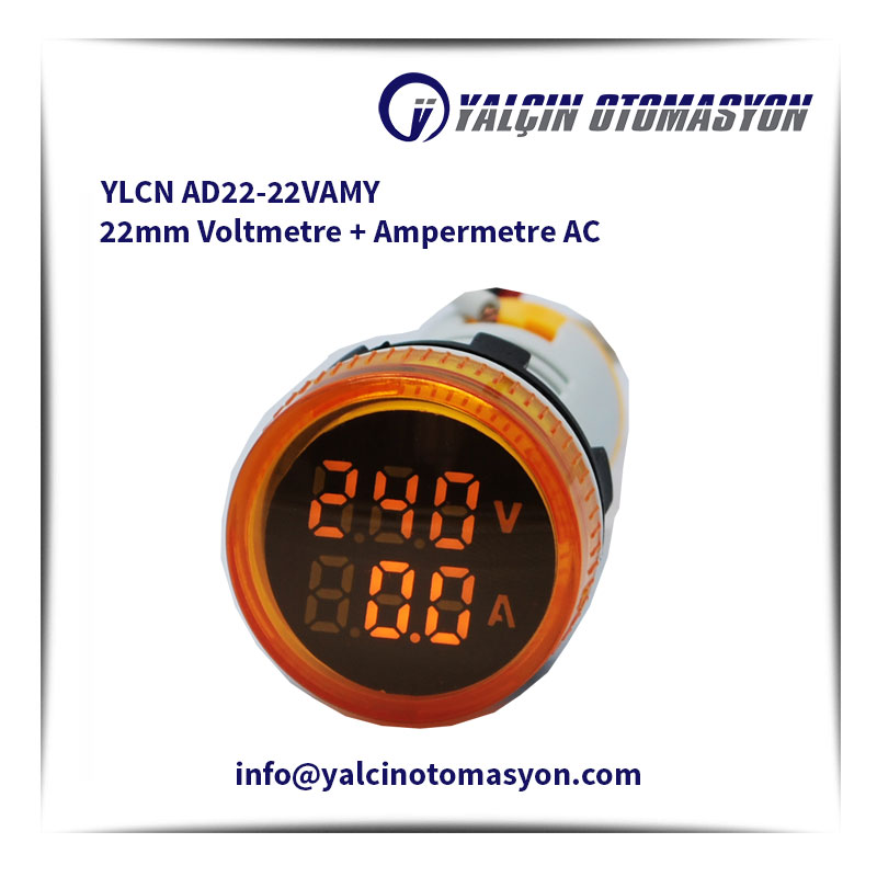YLCN AD22-22VAMY 22mm Voltmetre + Ampermetre AC