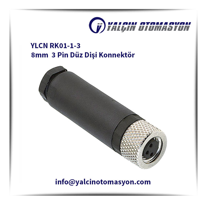 YLCN RK01-1-3 8mm 3 Pin Düz Dişi Konnektör