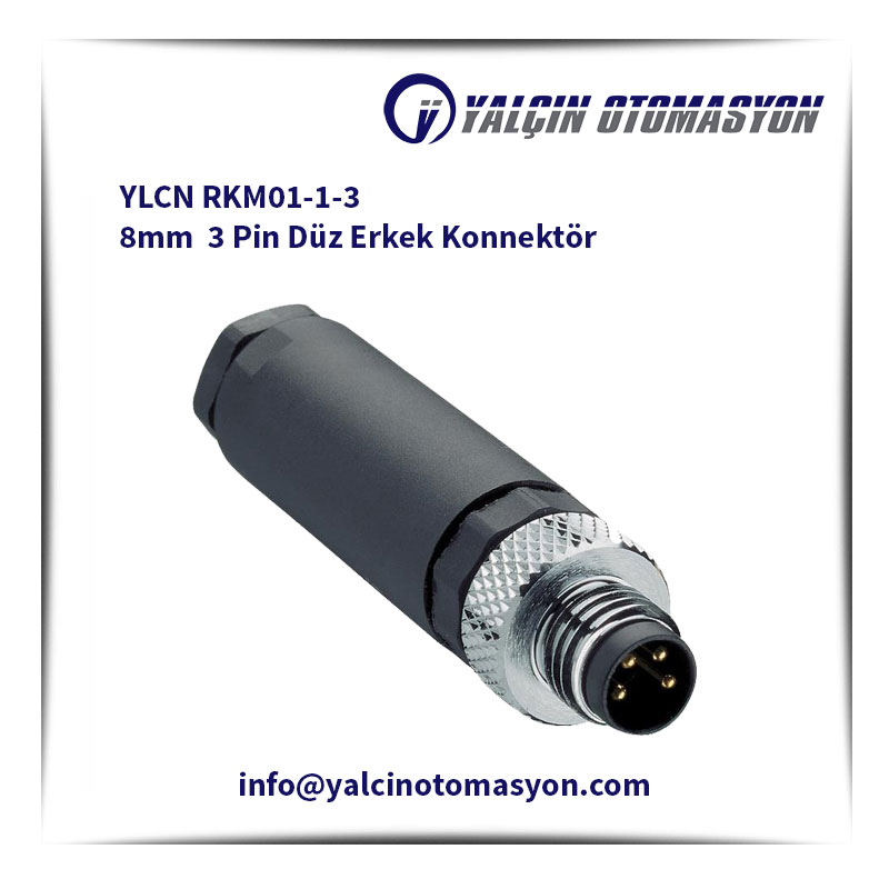 YLCN RKM01-1-3 8mm 3 Pin Düz Erkek Konnektör