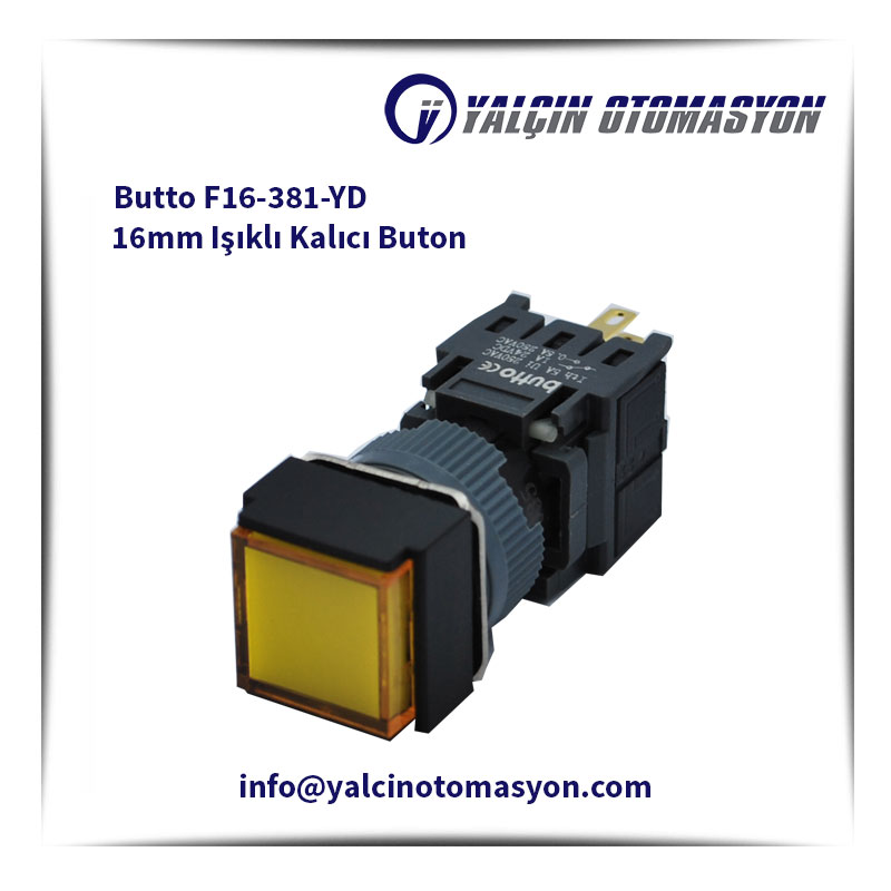 Butto F16-381-YD 16mm Işıklı Kalıcı Buton