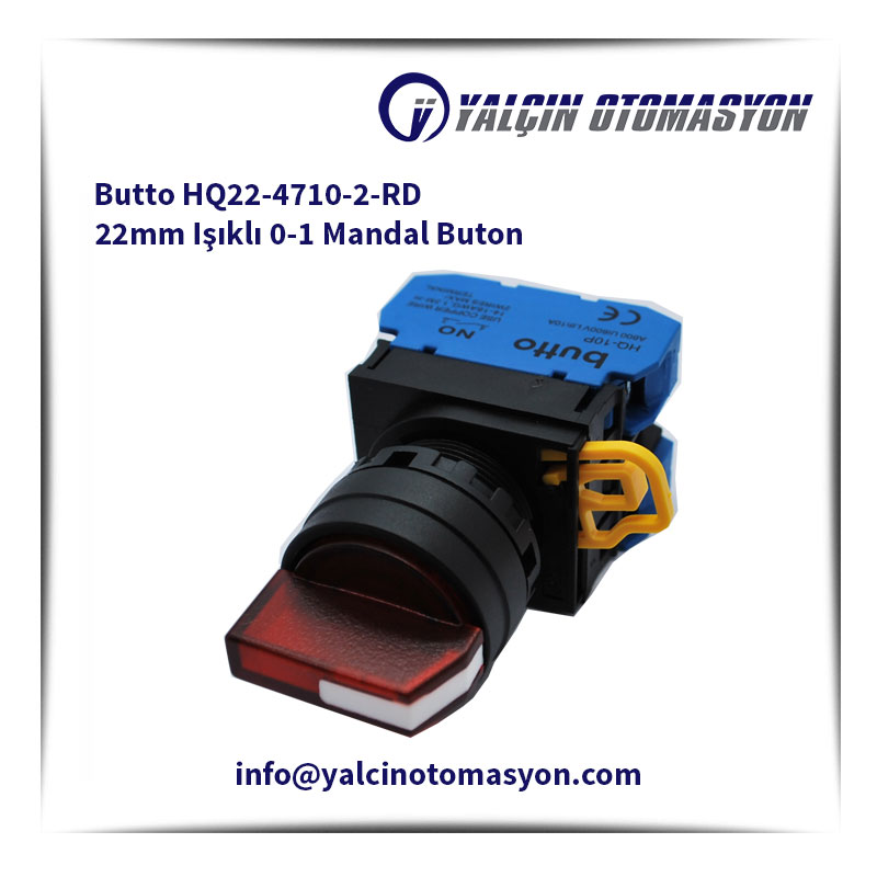 Butto HQ22-4710-2-RD 22mm Işıklı 0-1 Mandal Buton