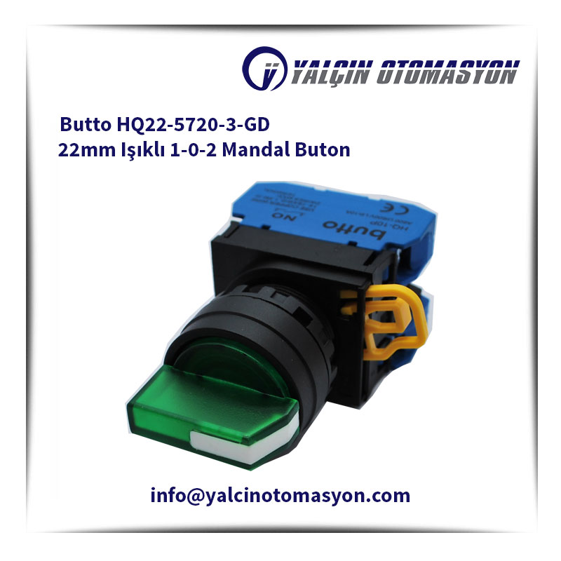 Butto HQ22-5720-3-GD 22mm Işıklı 1-0-2 Mandal Buton