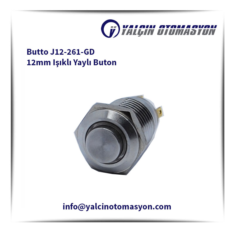 Butto J12-261-GD 12mm Işıklı Yaylı Buton