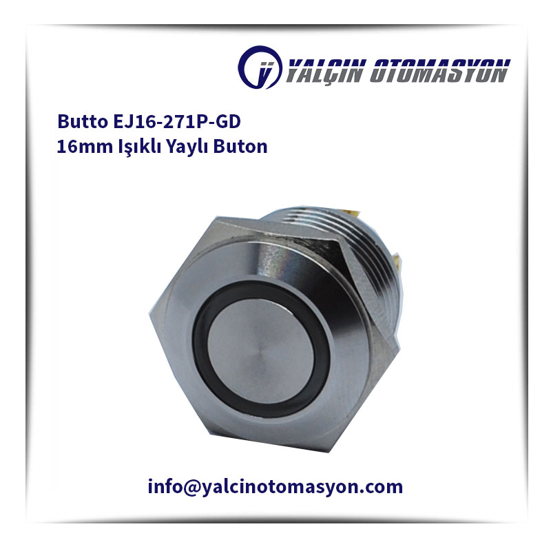 Butto EJ16-271P-GD 16mm Işıklı Yaylı Buton