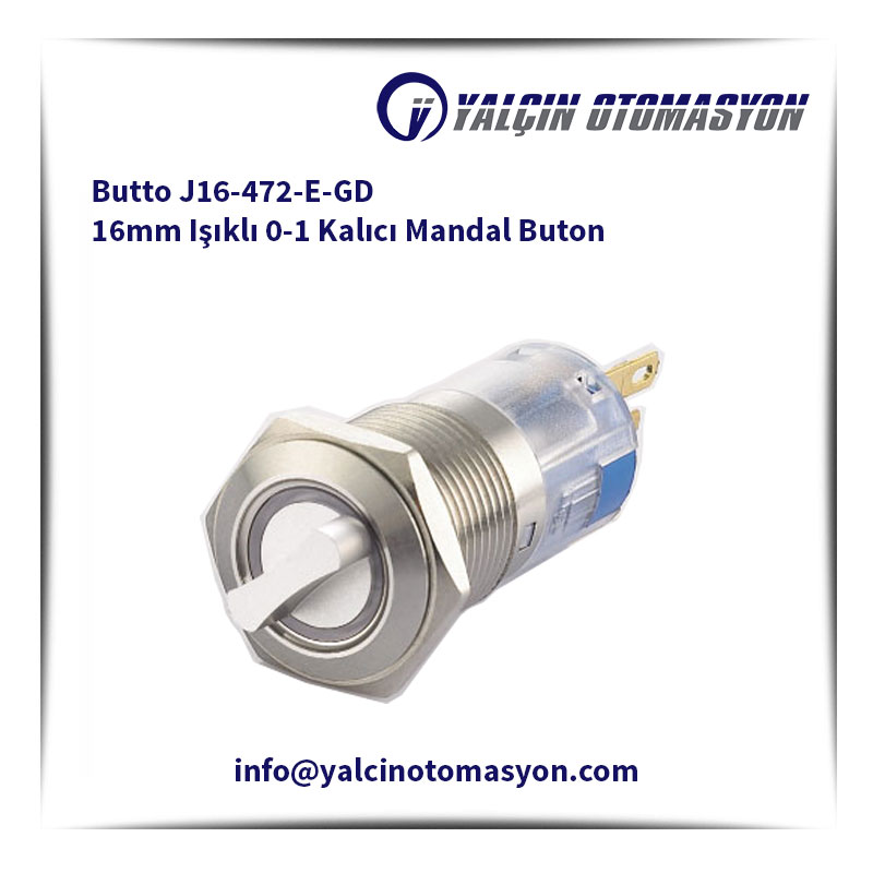 Butto J16-472-E-GD 16mm Işıklı 0-1 Kalıcı Mandal Buton