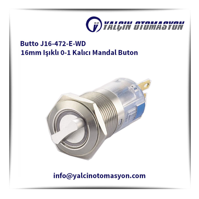 Butto J16-472-E-WD 16mm Işıklı 0-1 Kalıcı Mandal Buton