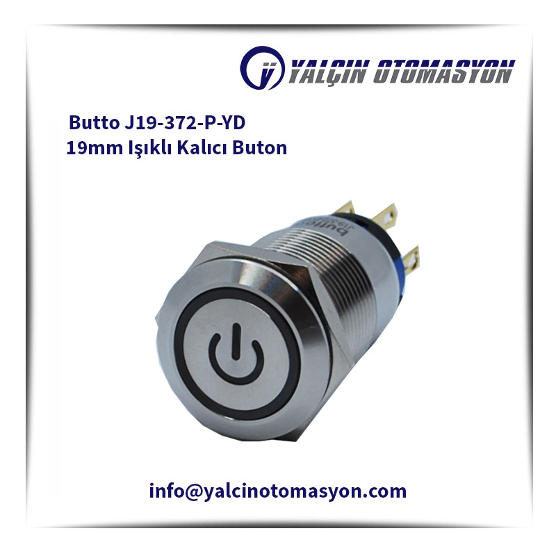 Butto J19-372-P-YD 19mm Işıklı Kalıcı Buton