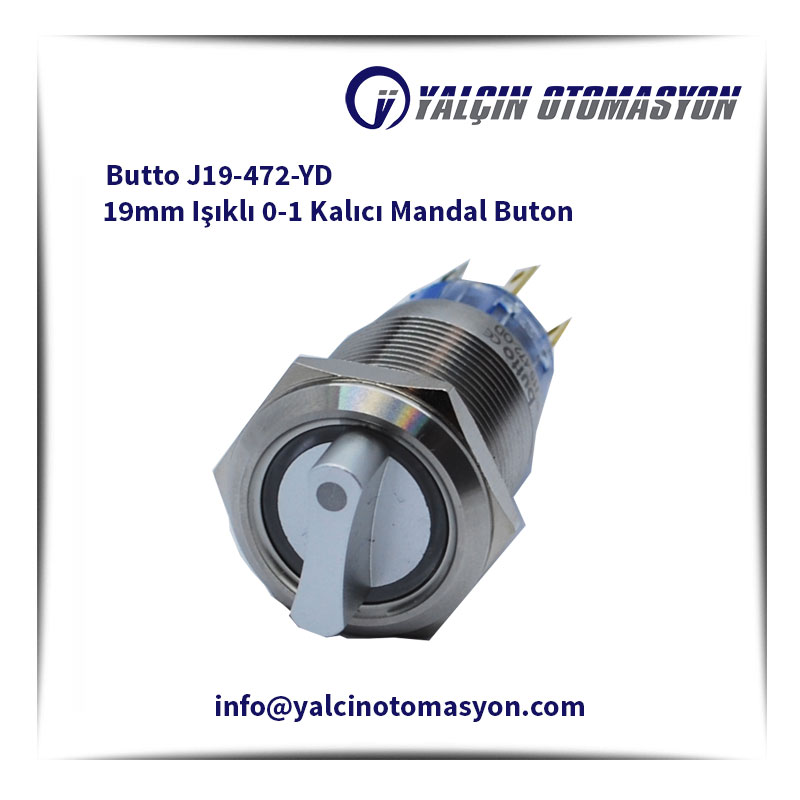 Butto J19-472-YD 19mm Işıklı 0-1 Kalıcı Mandal Buton