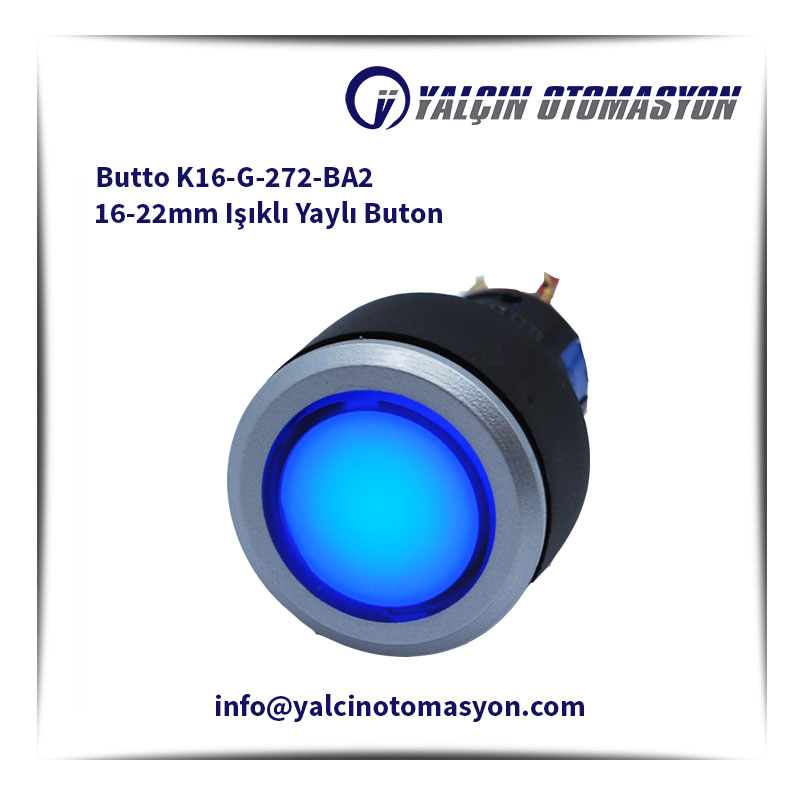 Butto K16-G-272-BA2 16-22mm Işıklı Yaylı Buton
