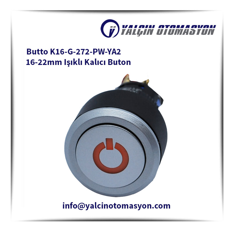 Butto K16-G-272-PW-YA2 16-22mm Işıklı Kalıcı Buton