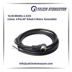 YLCN RK0M2-2-4/05 12mm 4 Pin 90° Erkek 5 Metre Konnektör