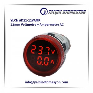 YLCN AD22-22VAMR 22mm Voltmetre + Ampermetre AC