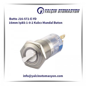 Butto J16-572-E-YD 16mm Işıklı 1-0-2 Kalıcı Mandal Buton